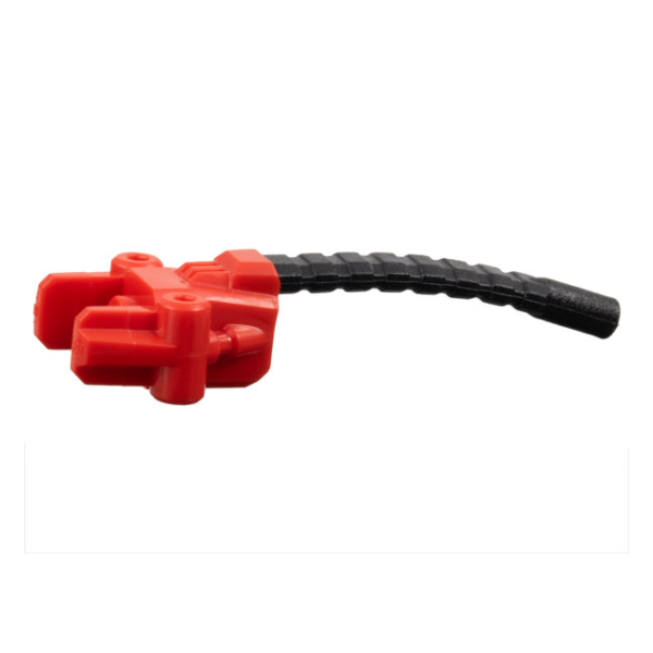 105904pb01 - Minifigure, Powerlifter Assisted Lifting Arm with Molded Flexible Rubber Black Conduit Pattern – Red