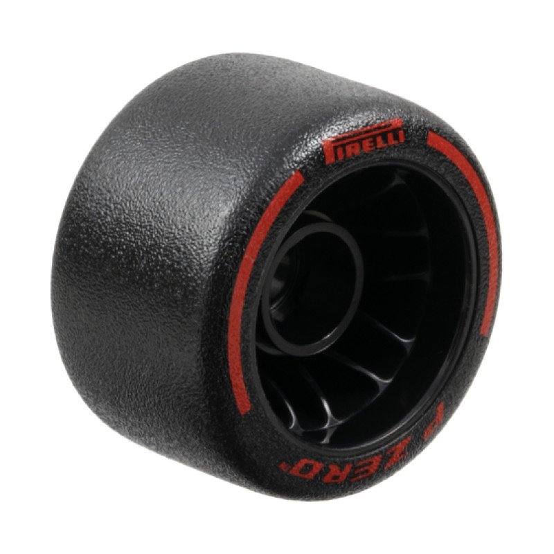 110100pb02 - Wheel 24 x 14.9 with Pin Hole with Molded Black Hard Rubber Tire and Printed Red 'PIRELLI', 'P ZERO' and Arcs Pattern – Black