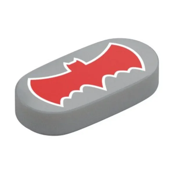 1126pb007 Tile Round 1x2 Oval Batman Logo Light Bluish Gray