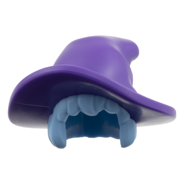 116548pb01 - Minifigure, Hair Combo, Hair with Hat, Shoulder Length with Molded Dark Purple Floppy Witch Hat Pattern – Bright Light Blue