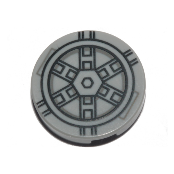 14769pb0578 - Tile, Round 2 x 2 with Bottom Stud Holder with Black SW TIE Bomber Pattern – Light Bluish Gray