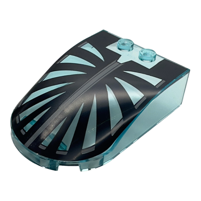 18973pb14 - Windscreen 6 x 4 x 1 1/3 Canopy Straight Sides with Black Radiating Stripes and Dark Bluish Gray Center Stripe Pattern – Trans-Light Blue