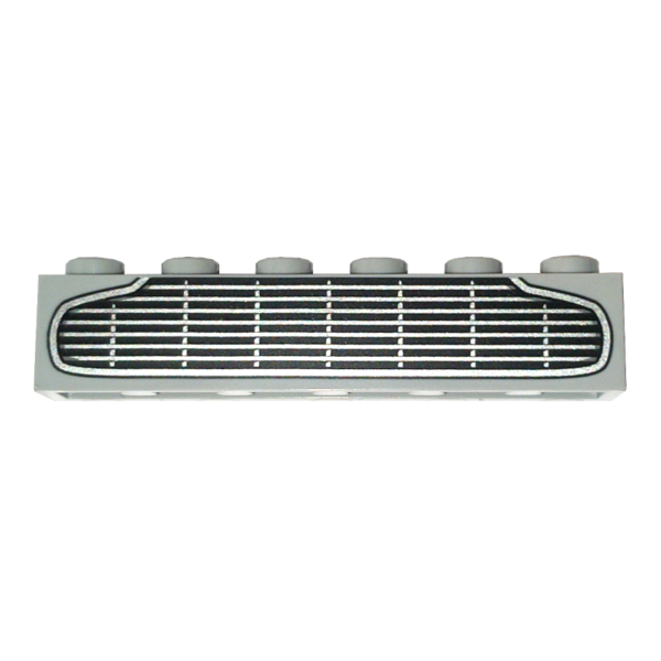 3009pb245 - Brick 1 x 6 with Black and Silver Aston Martin DB5 Grille Pattern – Light Bluish Gray