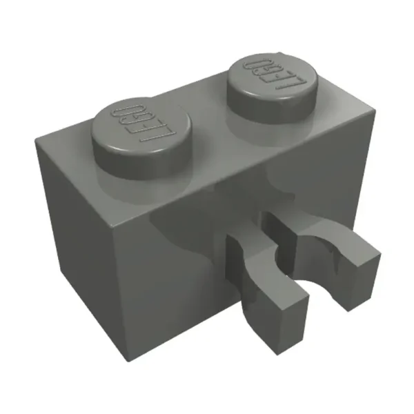 30237b Brick 1x2 with Clip Dark Bluish Gray