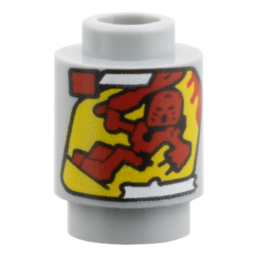 3062pb089 - Brick, Round 1 x 1 with 8534-1 Bionicle Toa Tahu Cannister Pattern – Light Bluish Gray