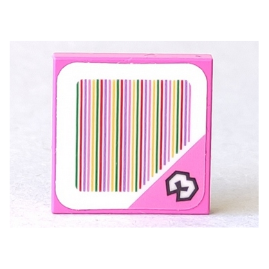 3068pb1406 - Tile 2 x 2 with Super Mario Scanner Code Number 3 Block Pattern (Sticker) - Sets 71368 / 71398 – Dark Pink