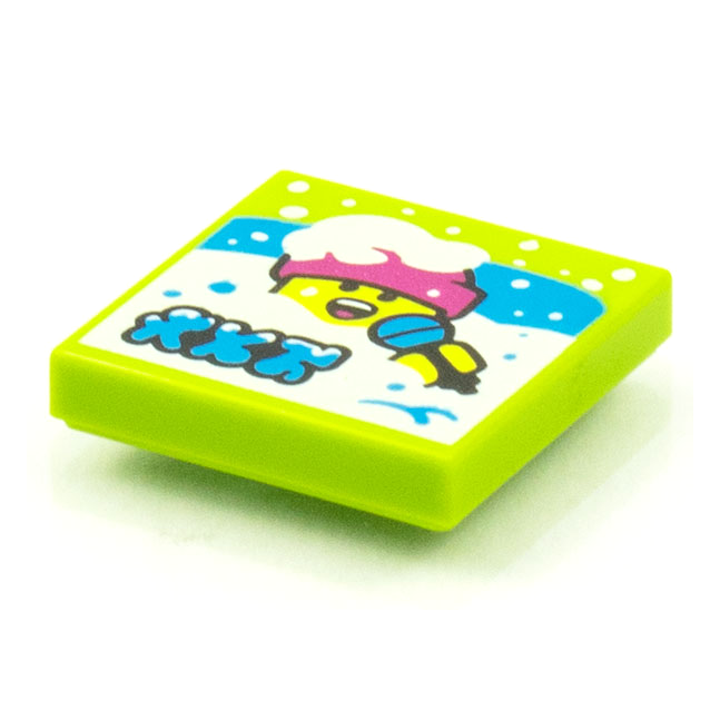 3068pb1537 - Tile 2 x 2 with BeatBit Album Cover - Singer in Deep Snow Pattern – Lime