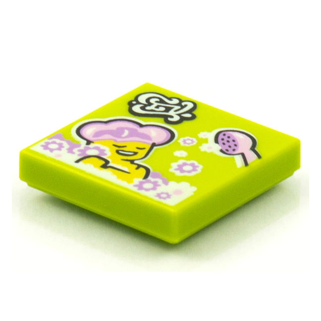 3068pb1585 - Tile 2 x 2 with BeatBit Album Cover - Woman in Bubble Bath with Shower Head Pattern – Lime