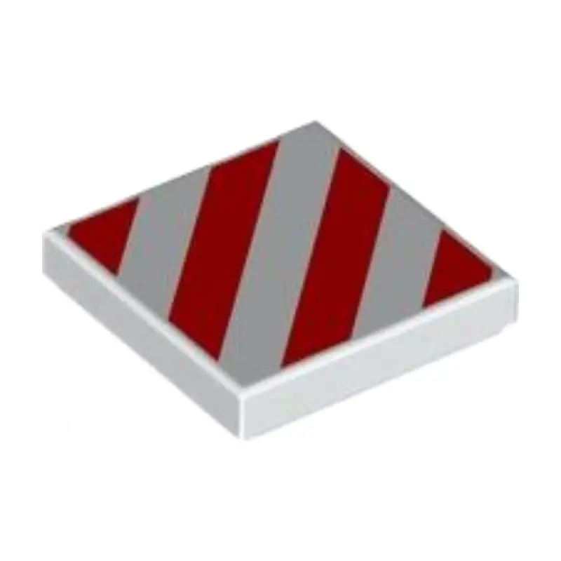 3068pb2459 Tile 2x2 Red Danger Stripes White