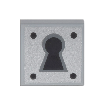 3070pb081 - Tile 1 x 1 with Black Keyhole and 4 Dots on Silver Background Pattern – Light Bluish Gray
