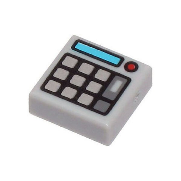 3070pb174 - Tile 1 x 1 with Keypad Buttons, Medium Azure Screen and Red Light (Calculator) Pattern – Light Bluish Gray