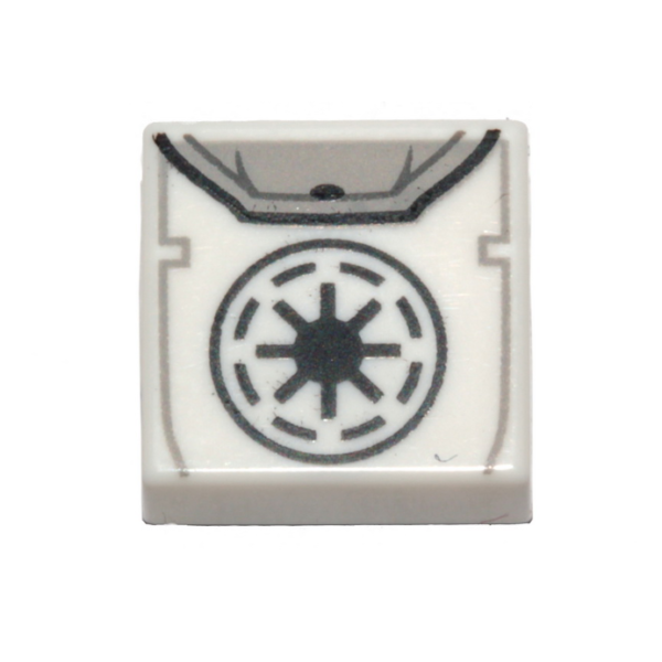 3070pb268 - Tile 1 x 1 with Black SW Galactic Republic Symbol Backpack Pattern – White