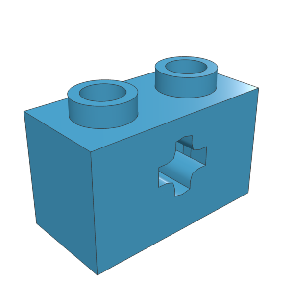 Technic, Brick 1 x 2 with Axle Hole – Dark Azure