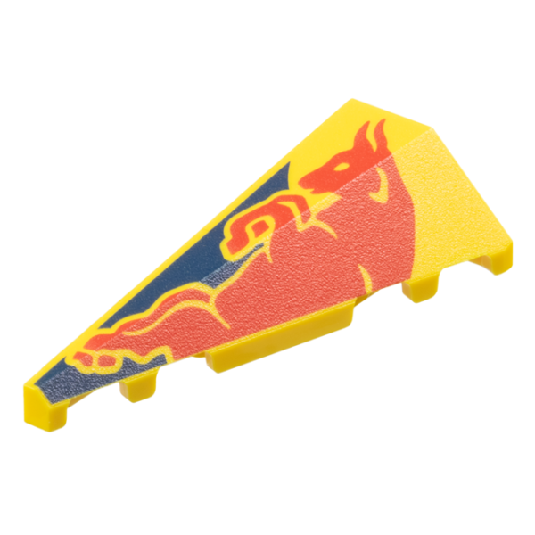 3504pb02 - Wedge 5 x 2 Left with Red Bull on Dark Blue Panel Pattern – Yellow