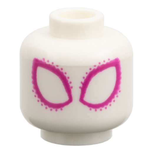 3626pb3946 - Minifigure, Head Alien Large Magenta Eyes and Dots Pattern – White