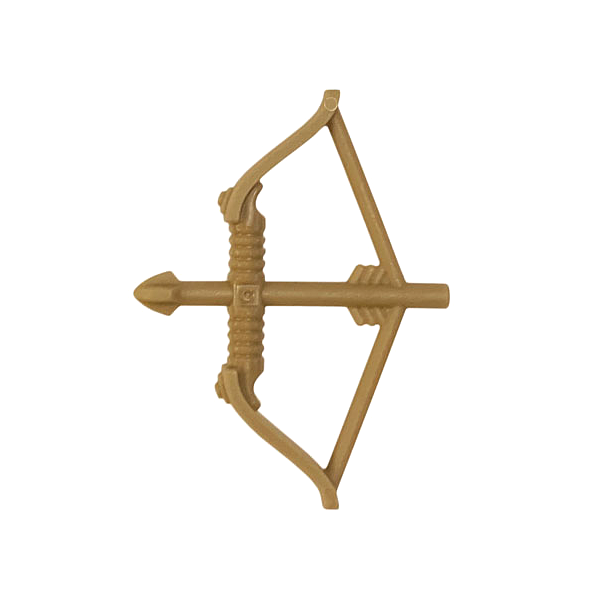 3748 - Minifigure, Weapon Bow, Recurve with Wide Flat Limbs, Arrow Drawn – Dark Tan