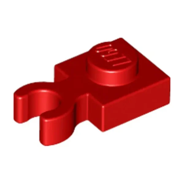 Plate, Modified 1 x 1 with Open O Clip – Red