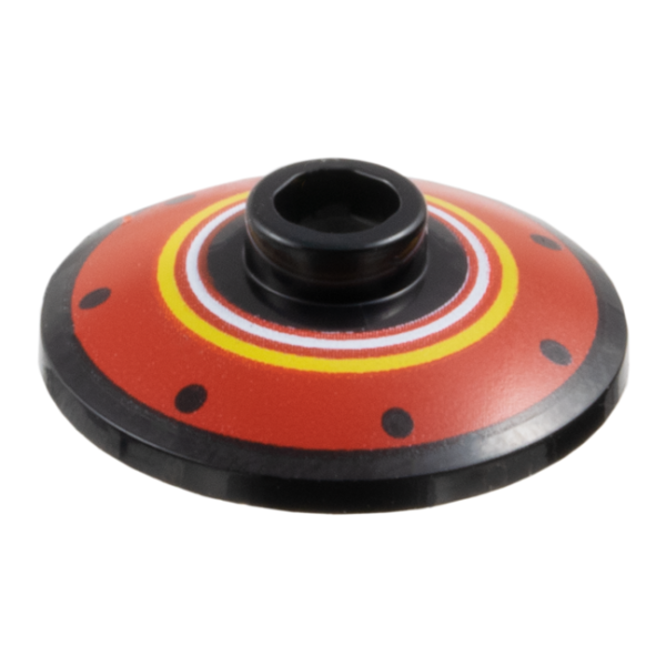 4740pb031 - Dish 2 x 2 Inverted (Radar) with Black Dots and White and Yellow Rings on Red Background Pattern – Black