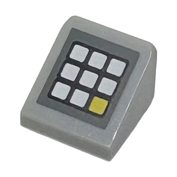 54200pb106 - Slope 30 1 x 1 x 2/3 with Keypad with White and Yellow Buttons on Dark Bluish Gray Background Pattern – Light Bluish Gray
