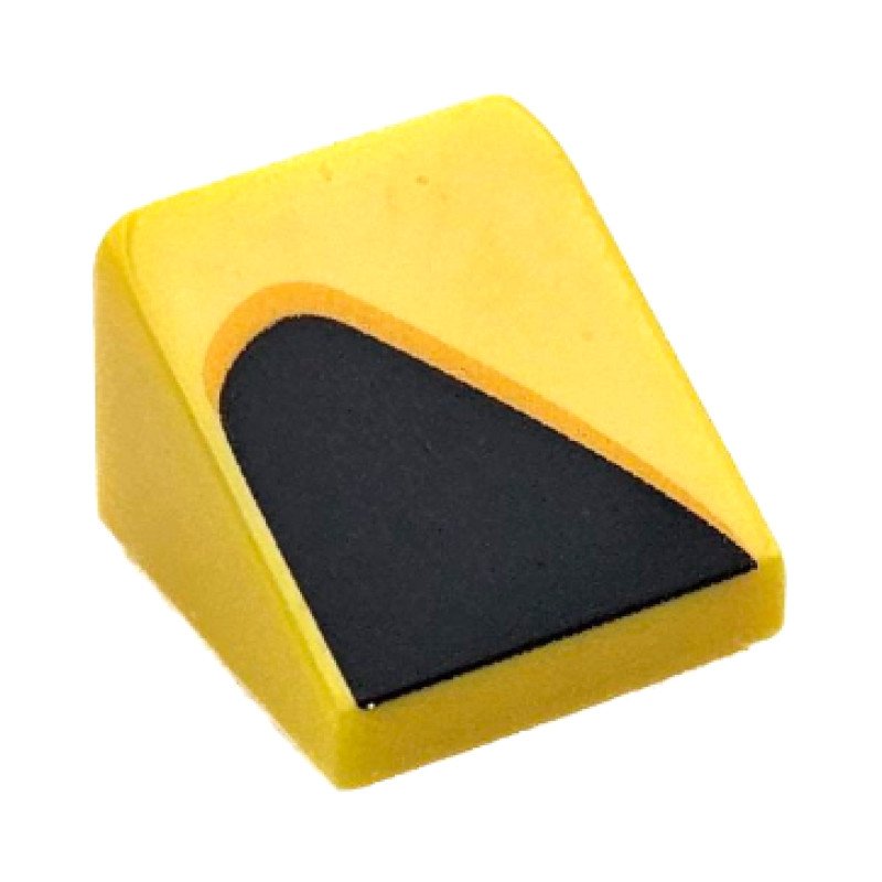 54200pb121R - Slope 30 1 x 1 x 2/3 with Black and Bright Light Orange Curved Triangle / Vent Pattern Model Right Side – Yellow