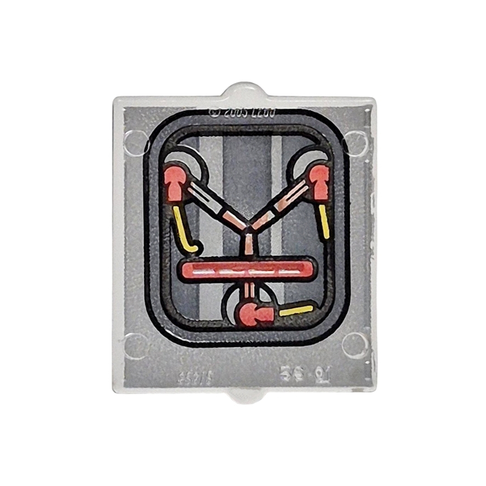 60601pb051 - Glass for Window 1 x 2 x 2 Flat Front with Yellow Wires, Red Connectors, Dark Silver Stripes and Border with Black Outlines on Silver Background Pattern – Trans-Clear