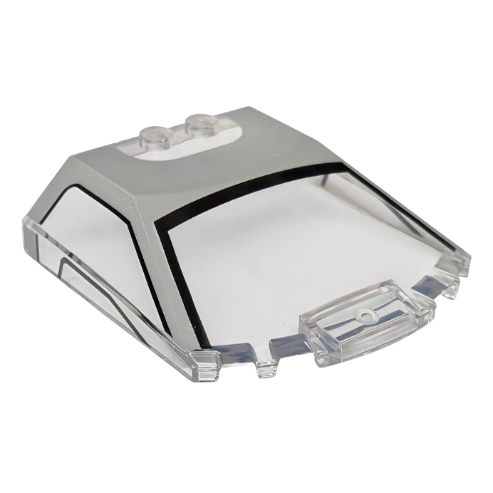 65633pb20 - Windscreen 6 x 6 x 1 1/3 Straight Sides with Light Bluish Gray Roof and Black Window Frame Outline Pattern – Trans-Clear