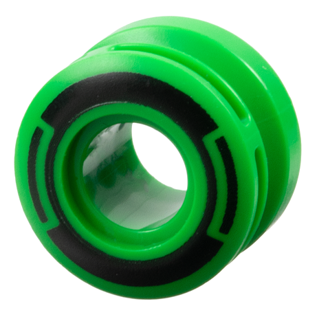 6683pb01 - Wheel 11mm D. x 8mm with Center Groove, 8 Spokes and Smooth Side with Black Circle and Arcs Pattern – Bright Green