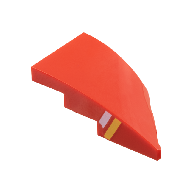 6930pb001 - Wedge 4 x 2 Left No Studs with White and Yellow Stripes on Side Pattern – Red