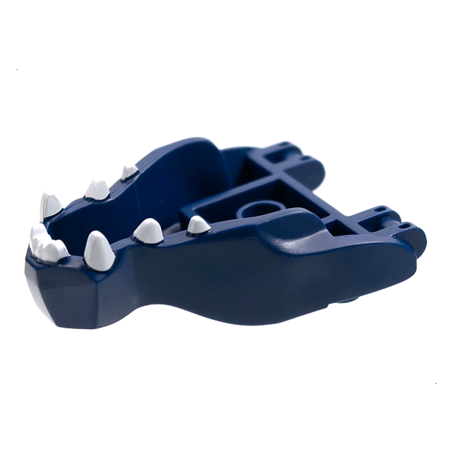 72362pb03 - Dragon Head (Ninjago) Jaw with 2 Bar Handles on Back with White Teeth Pattern – Dark Blue