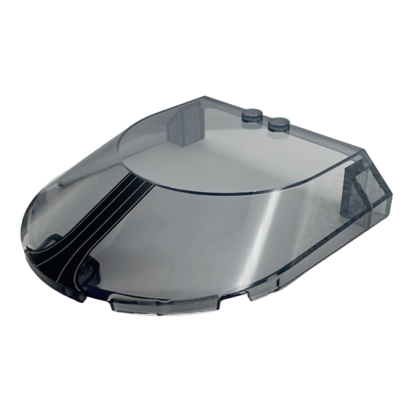 7509pb01 - Windscreen 8 x 8 x 1 1/3 Curved with Black Window Frame and Thin Silver Lines Pattern – Trans-Black
