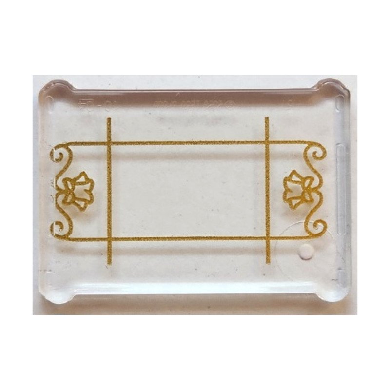7757pb001 - Glass for Window 1 x 3 x 2 Flat Front with Gold Lattice, Flowers and Filigree Pattern – Trans-Clear