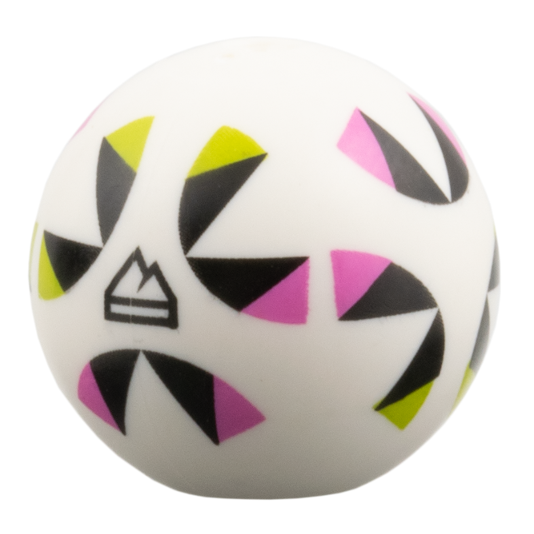 7819pb02 - Ball, Sports Soccer with Stud Holder with Sports Mountain Logo, Black, Lime, and Dark Pink Shapes Pattern – White