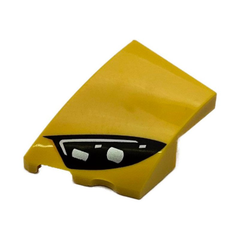 80177pb009 - Wedge 3 x 2 Left No Studs with Black Mercedes-AMG Car Headlight, White Stripes and 2 Silver Bulbs Pattern – Yellow