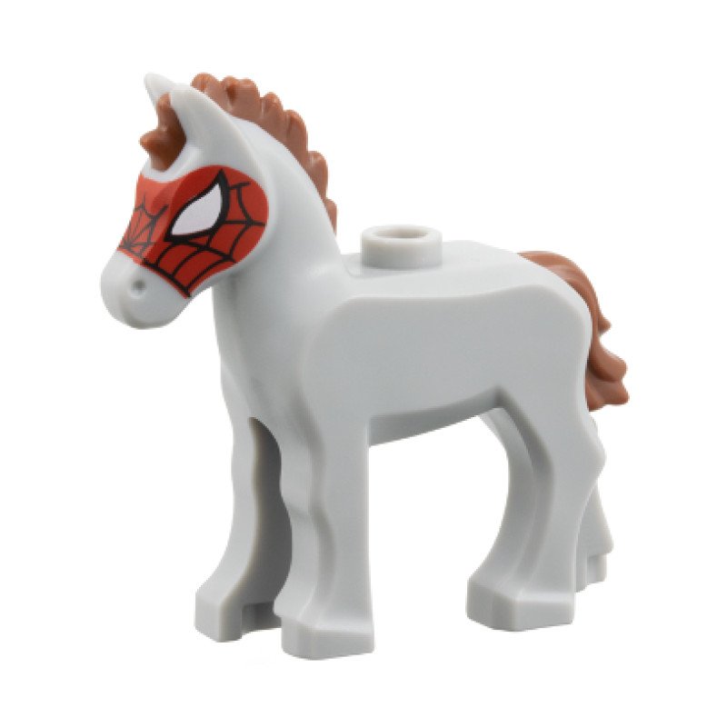 82445pb05 - Horse, Foal with Stud on Back with Molded Lavender Mane and Tail and Printed Black Eyes Pattern – Light Bluish Gray
