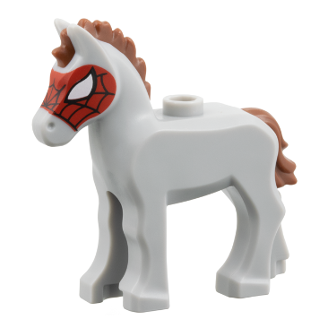 82445pb05 - Horse, Foal with Stud on Back with Molded Lavender Mane and Tail and Printed Black Eyes Pattern – Light Bluish Gray