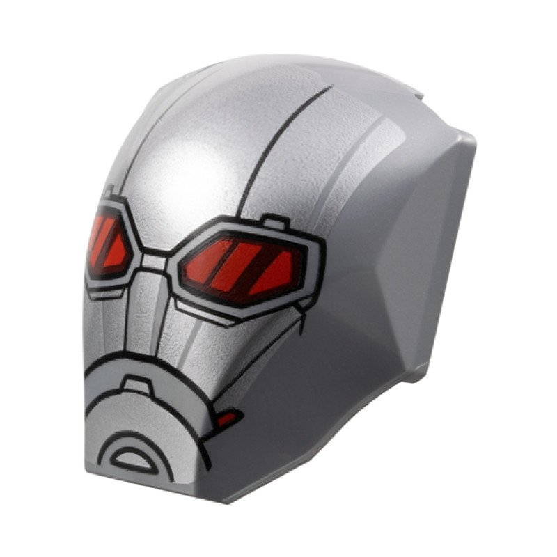 85834pb08 - Large Figure Armor, Smooth with 2 x 2 Round Brick Attachment with Silver Armor Plates, Glasses with Red Lenses and Dark Red Reflections, Black Lines on Forehead (Ant-Man Head) – Flat Silver