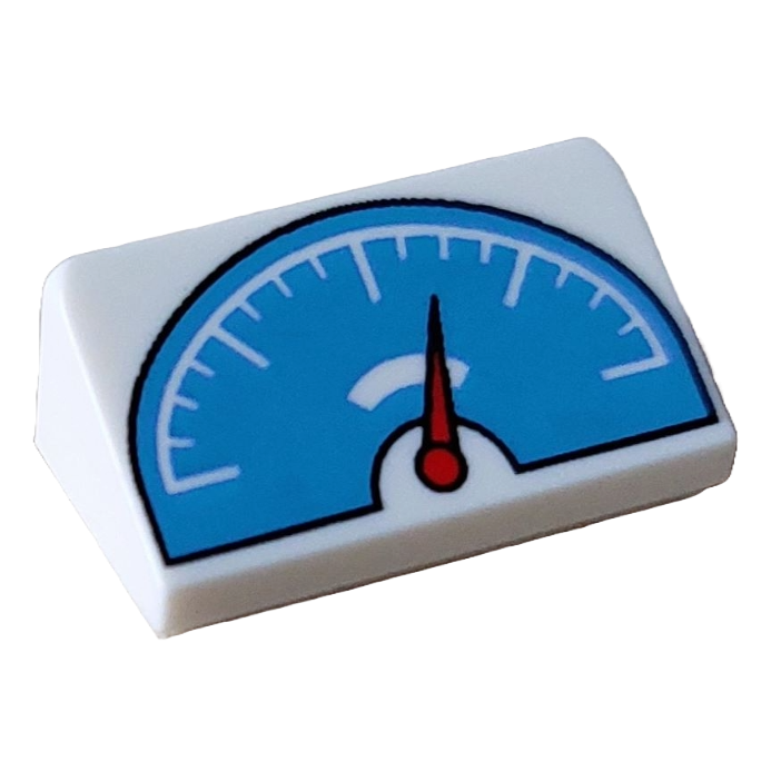 85984pb426 - Slope 30 1 x 2 x 2/3 with Dark Azure Weight Scale with Red Pointer Pattern – White