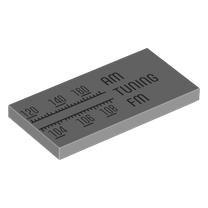 87079pb1432 - Tile 2 x 4 with Black 'AM', 'TUNING', 'FM' and Radio Frequencies Pattern – Light Bluish Gray