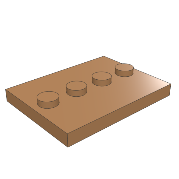 Tile, Modified 3 x 4 with 4 Studs in Center – Medium Nougat