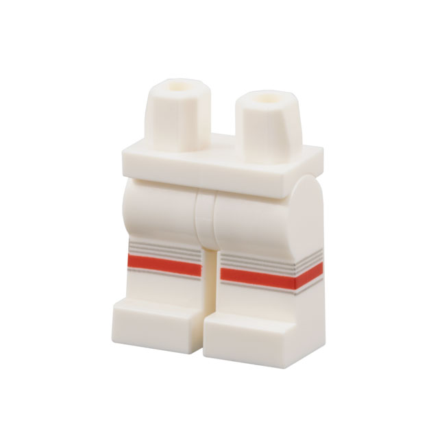 970c00pb1622 - Hips and Legs with Red Knee Stripes and Light Bluish Gray Lines Pattern – White