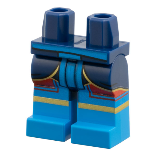 970c00pb1822 - Hips and Legs with Molded Dark Azure Lower Legs / Boots and Printed Dark Azure Sash, Red and Gold Trim Lines Pattern – Dark Blue