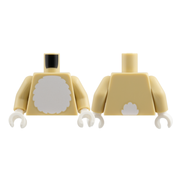 973pb6455c01 - Torso White Round Fur Belly, Cotton Tail on Back Pattern / Tan Arms / White Hands – Tan