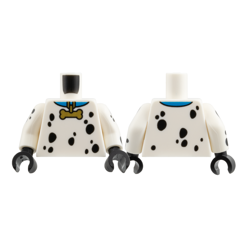973pb6456c01 - Torso Blue Collar with Gold Bone Tag, Black Spots Pattern / White Arms with Black Spots Pattern / Black Hands – White