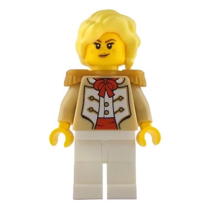 idea228 - Camilla - Admiral's Daughter, Tan Coat, White Legs, Pearl Gold Epaulettes